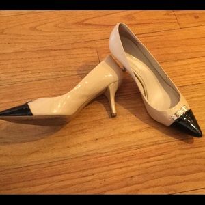 Coach Zan Beige and Black Patent Leather